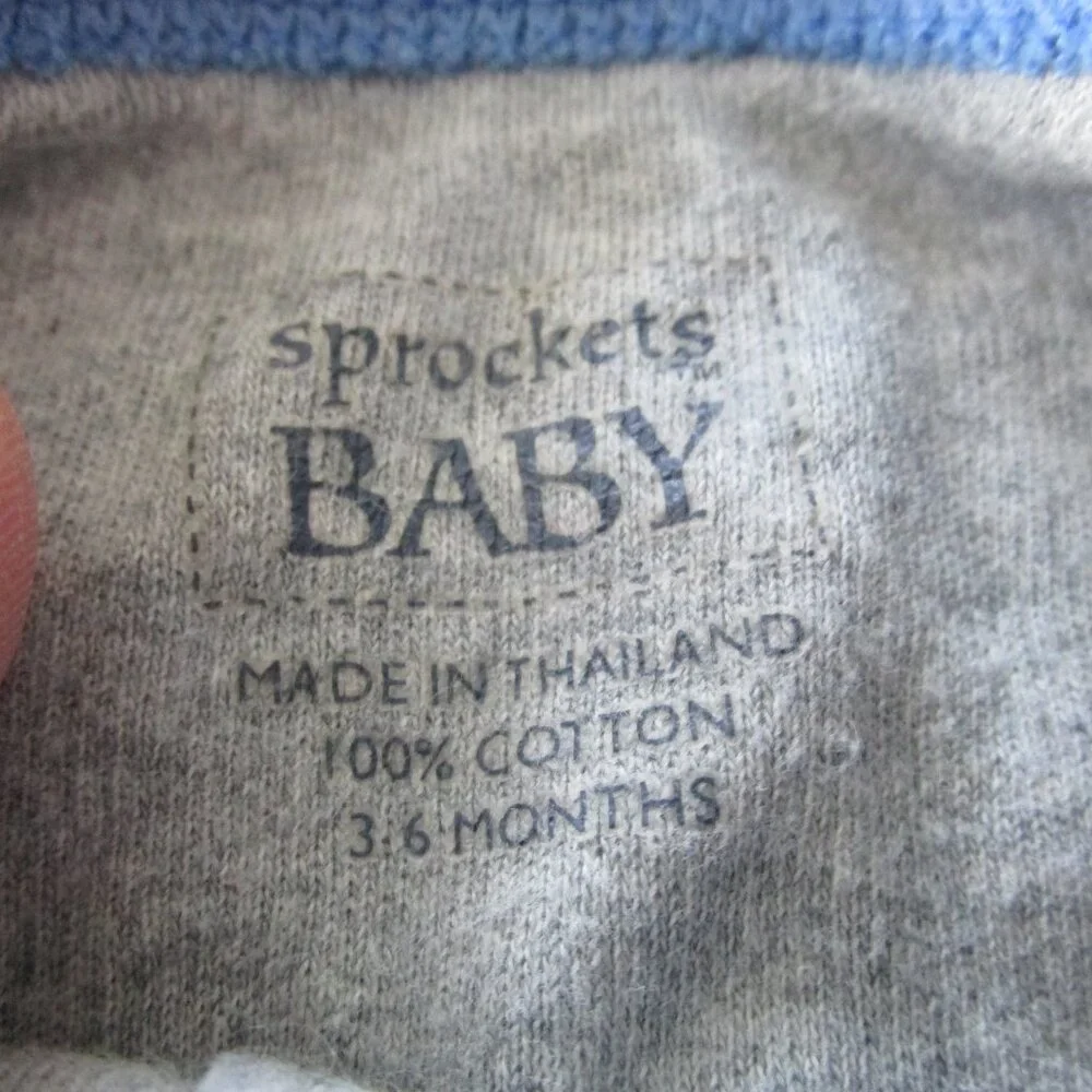 Baby Sprockets 1 Pc Snap‎ Up Bodysuit infant Boys 3-6M Gray Short Sleeve Sports